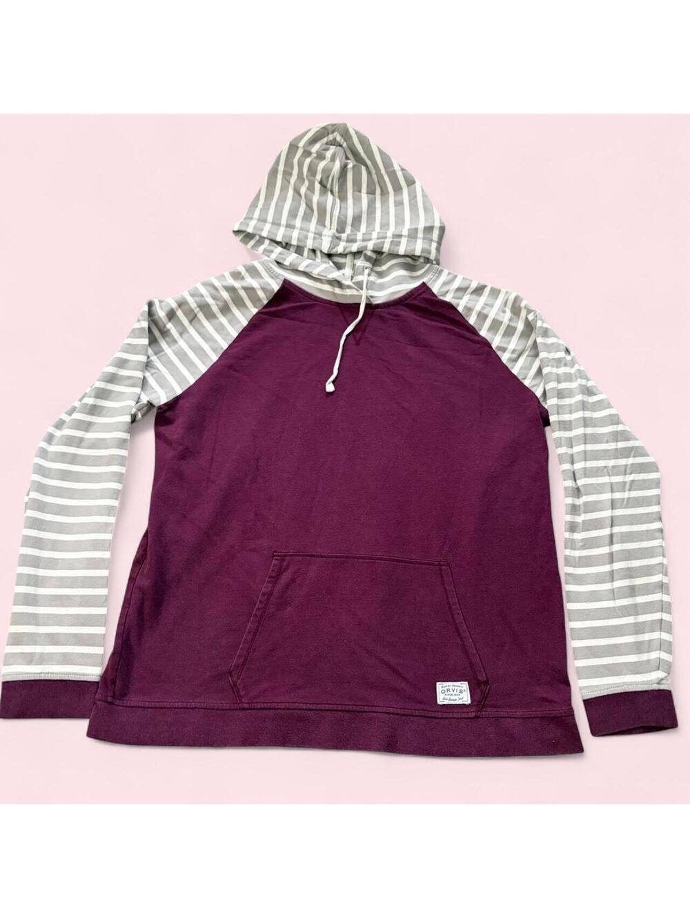 Orvis Striped Raglan Pullover Hoodie — Size L - 0451